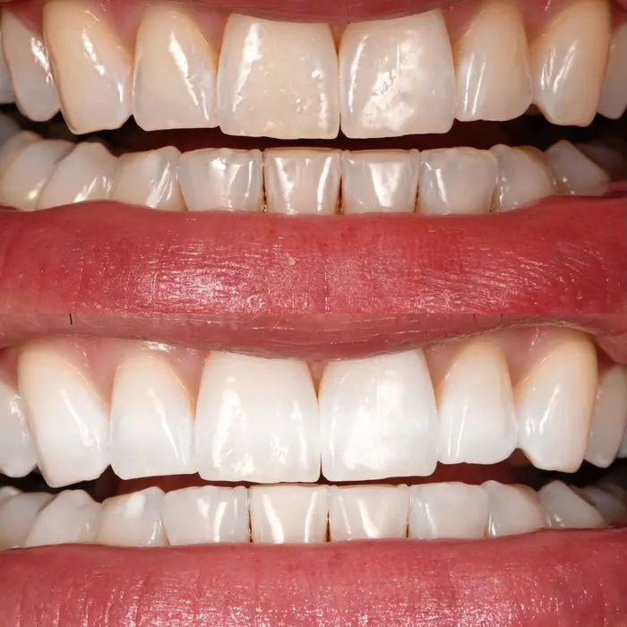 Before and after POOOF! whitening, before on top