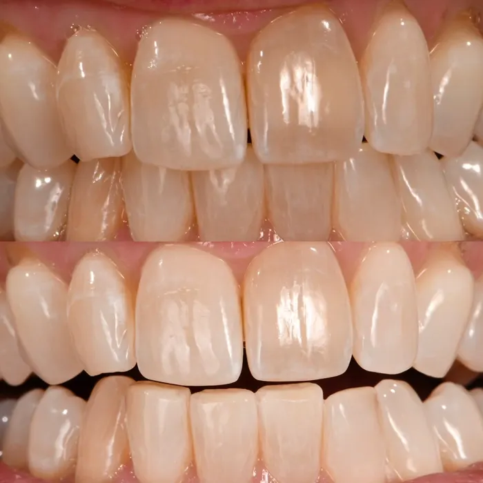 Before and after POOOF! whitening, before on top